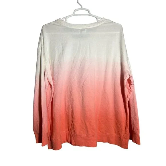 Crown & Ivy Womens 3X White & Coral Ombre Sweatshirt Ath/Sport Design - Picture 2 of 3